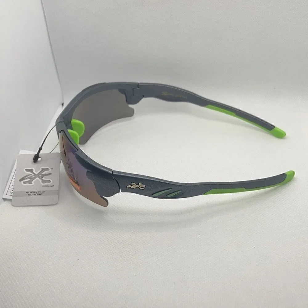 X-Loop Mens Wrap Around Semi Rimless Mirrored Lens